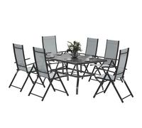 Outsunny Set da Giardino 7 Pezzi Tavolo da Pranzo e 6 Sedie Pieghevoli Grigio