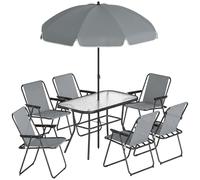 Outsunny Set Pranzo Giardino con Tavolo e 6 Sedie Pieghevoli, 8 Pezzi, Nero