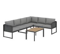 Outsunny Set da giardino angolare modulare 6 persone, divani, tavolino e cuscini, grigio scuro Aosom Italy