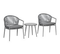 Outsunny Set da Giardino con 2 Poltrone e Tavolino da Caffè in Rattan PE con Cuscini, Grigio Aosom