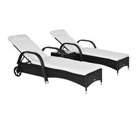 Outsunny Set da Giardino con 2 Sedie a Sdraio e Tavolino Basso in Rattan PE Nero