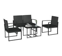 Outsunny Set da Giardino con 2 Sedie, Divanetto e 2 Tavolini con Cuscini e Vetro