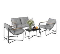 Outsunny Set da Giardino con Cuscini Spessi, 4 Posti, Grigio Chiaro