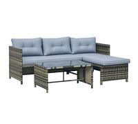 Outsunny Set da Giardino con Divanetto, Chaise Longue e Tavolino in Rattan PE