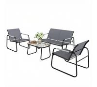 Outsunny Set da Giardino con Divano, 2 Poltrone, Tavolino in Vetro Temperato