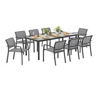 Outsunny Set da Giardino con Tavolo e 8 Sedie Impilabili con Braccioli Grigio