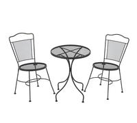 Outsunny Set da Giardino da 3 Pezzi, Tavolino Rotondo con 2 Sedie da Esterno in Metallo, Mobili da Giardino e Cortile Nero