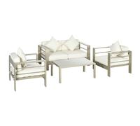 Outsunny Set da giardino Divanetto 2 Poltrone Tavolino Cuscini Sfoderabili, Oro