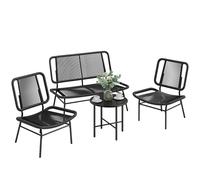 Outsunny Set da giardino esterno in rattan, 4 pezzi, nero