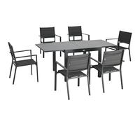 Outsunny Set da Giardino in Alluminio 7 Pezzi Tavolo Rettangolare Grigio