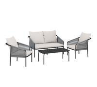 Outsunny Set da Giardino in Rattan 4 Pezzi con Divano, Poltrone, Tavolo, Khaki Aosom Italy