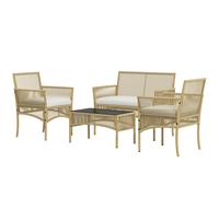 Outsunny Set da Giardino in Rattan con 2 Poltrone, Divano e Tavolino