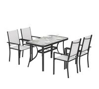 Outsunny Set da Giardino, Pranzo Esterno con Tavolo in Vetro e Sedie 5 Pezzi