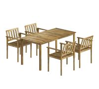 Outsunny Set da Pranzo da Giardino 5 Pezzi, Tavolo e Sedie per 4 Persone, Teak Aosom Italy