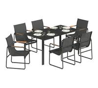 Outsunny Set da Pranzo Esterno Giardino 7 Pezzi in Acciaio per Terrazza, Nero