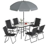 Outsunny Set da Pranzo Giardino 8 Pezzi con Ombrello