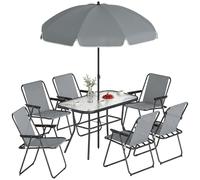 Outsunny Set da Pranzo Giardino 8 Pezzi con Ombrello