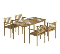 Outsunny Set da Pranzo da Giardino 5 Pezzi, Tavolo e Sedie per 4 Persone, Teak Aosom Italy