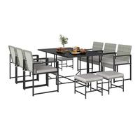 Outsunny Set da Pranzo Rattan 11 Pezzi Vetro Temperato, Grigio
