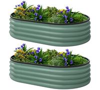 Outsunny Set di 2 Aiuole Modulari Rialzate in Metallo 135x90x30 cm Verde