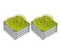 Outsunny Set di 2 aiuole rialzate da giardino con telaio in acciaio zincato, per coltivare ortaggi, fiori ed erbe, 60 x 60 x 30,5 cm, grigio chiaro