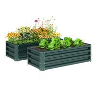 Outsunny Set di 2 aiuole rialzate da giardino con telaio in acciaio zincato, per coltivare ortaggi, fiori ed erbe aromatiche, 110 x 50 x 30 cm, verde