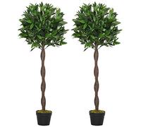 Outsunny Set di 2 Alberi di Alloro in Vaso Altezza 120cm in Plastica