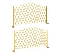 Outsunny Set di 2 barriere estensibili in legno di abete, 180 cm, base stabile, recinto da giardino in legno, per interni esterni, balcone, giardino, naturale