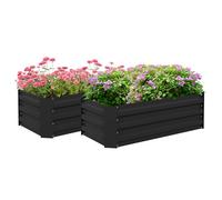 Outsunny Set di 2 cassette da orto dimensioni 100L x 50L x 30H cm - lamiera ondulata grigia