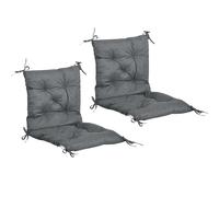 Outsunny set di 2 cuscini per sedia da esterno, cuscino per sedia con fissaggi, cuscini da giardino per terrazza o balcone, 98x50x8 cm, Grigio