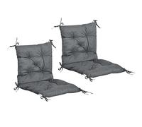Outsunny Set di 2 cuscini per sedia da esterno, cuscino per sedia con ganci, cuscino da giardino per terrazza o balcone, 98 x 50 x 8 cm, grigio