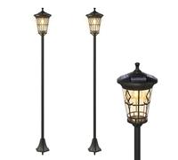 Outsunny Set di 2 Lampioni da Giardino Solari 1.86 m Altezza Regolabile