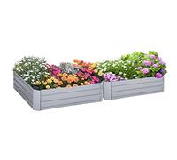 Outsunny Set di 2 Letti per Orto Rialzati 100x100x30 cm Grigio
