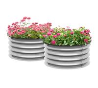 Outsunny Set di 2 Letti per Orto Rialzati Fondo Aperto Ø60x30cm Argento