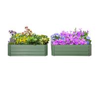 Outsunny Set di 2 Letti per Orto Rialzati in Acciaio Zincato, Fioriera da Giardino per Piante, Ortaggi e Arbusti, 100x100cm, Verde