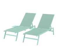 Outsunny Set di 2 Lettini Prendisole con Tavolino Laterale