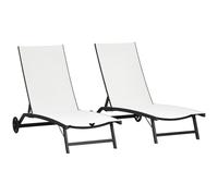 Outsunny Set di 2 Lettini Prendisole da Giardino 66x165x102cm Crema