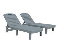 Outsunny Set di 2 Lettini Prendisole da Giardino con Schienale Regolabile e Vassoi Retrattili, Sdraio da Giardino in Polipropilene, per Spiaggia, Piscina, 62x158x88 cm, Grigio Scuro