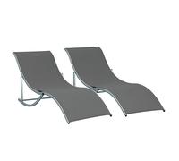 Outsunny Set di 2 Lettini Prendisole da Giardino Pieghevoli Grigio Scuro