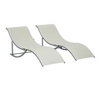 Outsunny Set di 2 Lettini Prendisole da Giardino Pieghevoli, Sdraio da Giardino in Texteline e Alluminio, per Spiaggia, Piscina, 61x165x63 cm, Beige