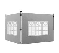 Outsunny Set di 2 pannelli laterali per gazebo da 3 x 3 m/3 x 4 m, pannello per gazebo con finestra 295 x 195 cm grigio chiaro
