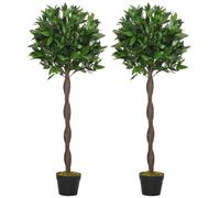Outsunny Set di 2 Piante Finte di Alloro in Vaso per Interni ed Esterni Altezza 120cm Ideale per Decorazioni e Arredamento Casa Aosom