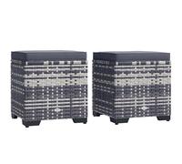 Outsunny Set di 2 pouf portaoggetti in rattan, poggiapiedi da esterno con cuscini rimovibili, sedile portaoggetti da giardino per balcone, piscina, soggiorno, grigio scuro