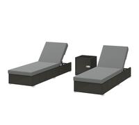 Outsunny Set di 2 Sdraio da Giardino in Rattan con Tavolino Laterale