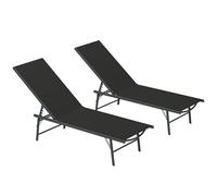 Outsunny Set di 2 sdraio pieghevole in textilene, sdraio da giardino, reclinabile da spiaggia, relax, campeggio, piscina, terrazza, 54 x 164 x 84 cm, colore: nero