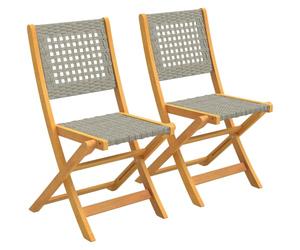 Outsunny Set di 2 Sedie da Giardino in Rattan PE per Balcone 160kg Grigio
