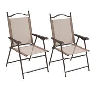 Outsunny Set di 2 Sedie da Giardino Pieghevoli con Braccioli Marrone