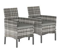 Outsunny Set di 2 Sedie in Rattan e Acciaio con Cuscini Grigio