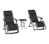 Outsunny Set di 2 Sedie Sdraio da Giardino Zero Gravity con Tavolino Nero