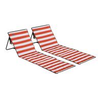 Outsunny Set di 2 tappetini da spiaggia imbottiti materassino da spiaggia schienale regolabile multi-posizioni 142 x 51 x 40 cm bianco e rosso Aosom Italy